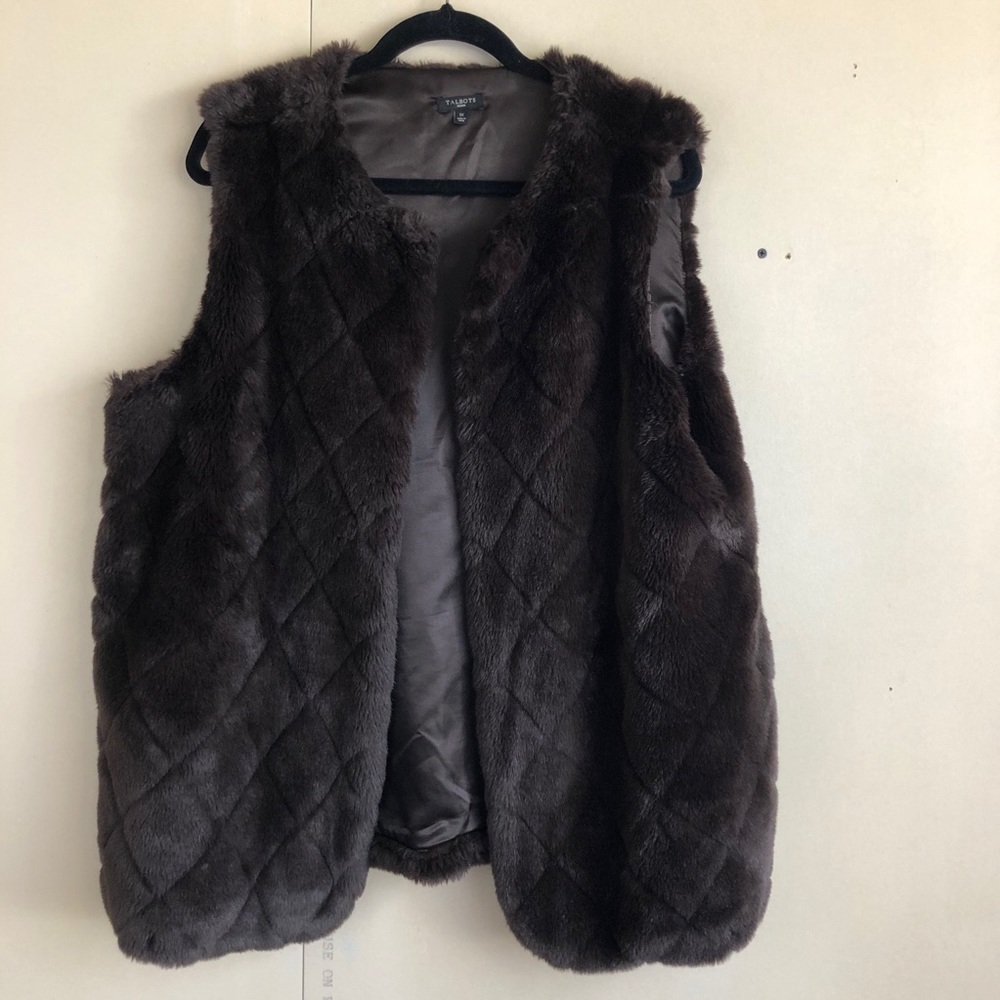 Talbot’s Faux Fur Quilted Mid-Thigh Vest